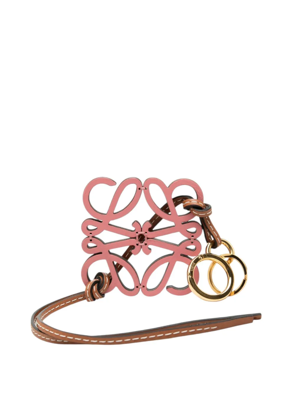 Loewe Pre-Owned 2000-2026 Leather Anagram Ring and Bag Charm key chain - Braun