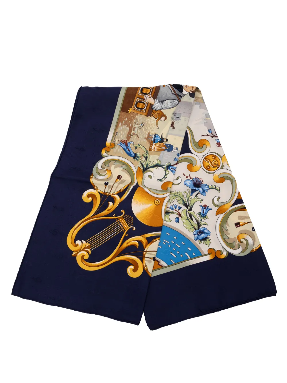 Hermès Pre-Owned 2000-2026 Orgauphone et Autres Mecaniques Silk Scarf 90 scarves - Blau