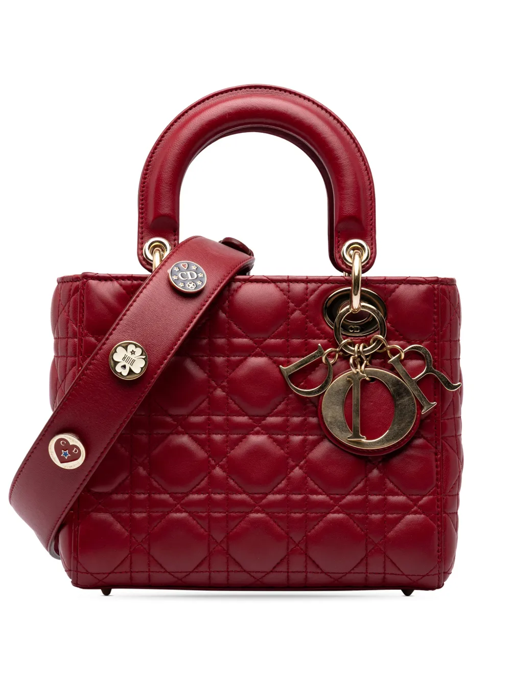 Christian Dior Pre-Owned 2018 Small Lambskin Cannage MyABCDior Lady Dior satchel - Rot