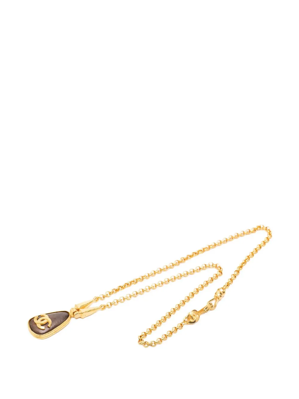 CHANEL Pre-Owned 1997 CC Gold Plated Teardrop Pendant Necklace costume necklace - Oro