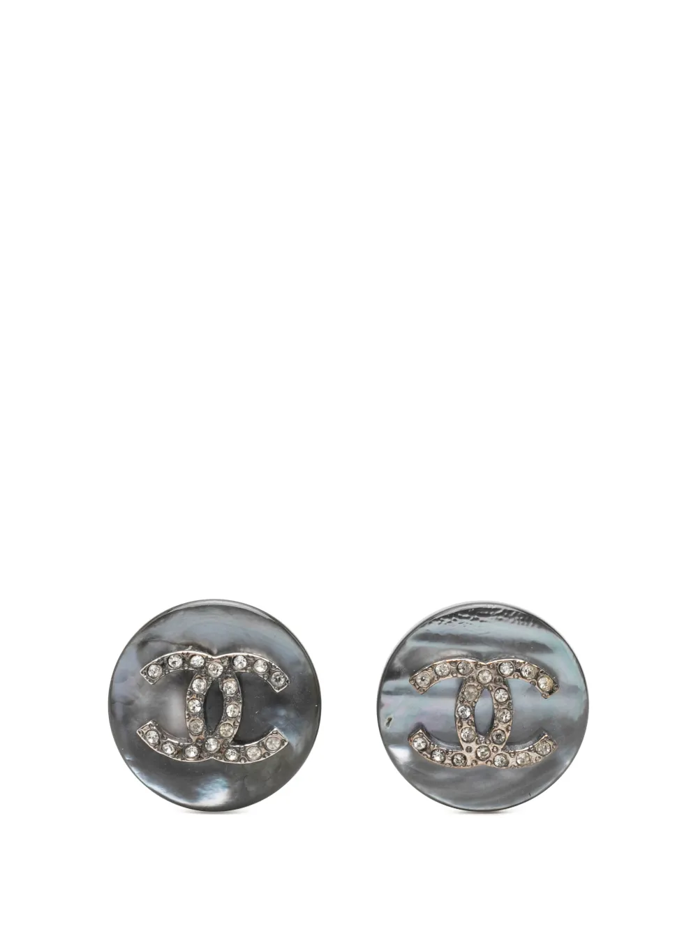 CHANEL Pre-Owned 1996 CC Faux Pearl Strass Clip On Earrings costume earrings - Grau