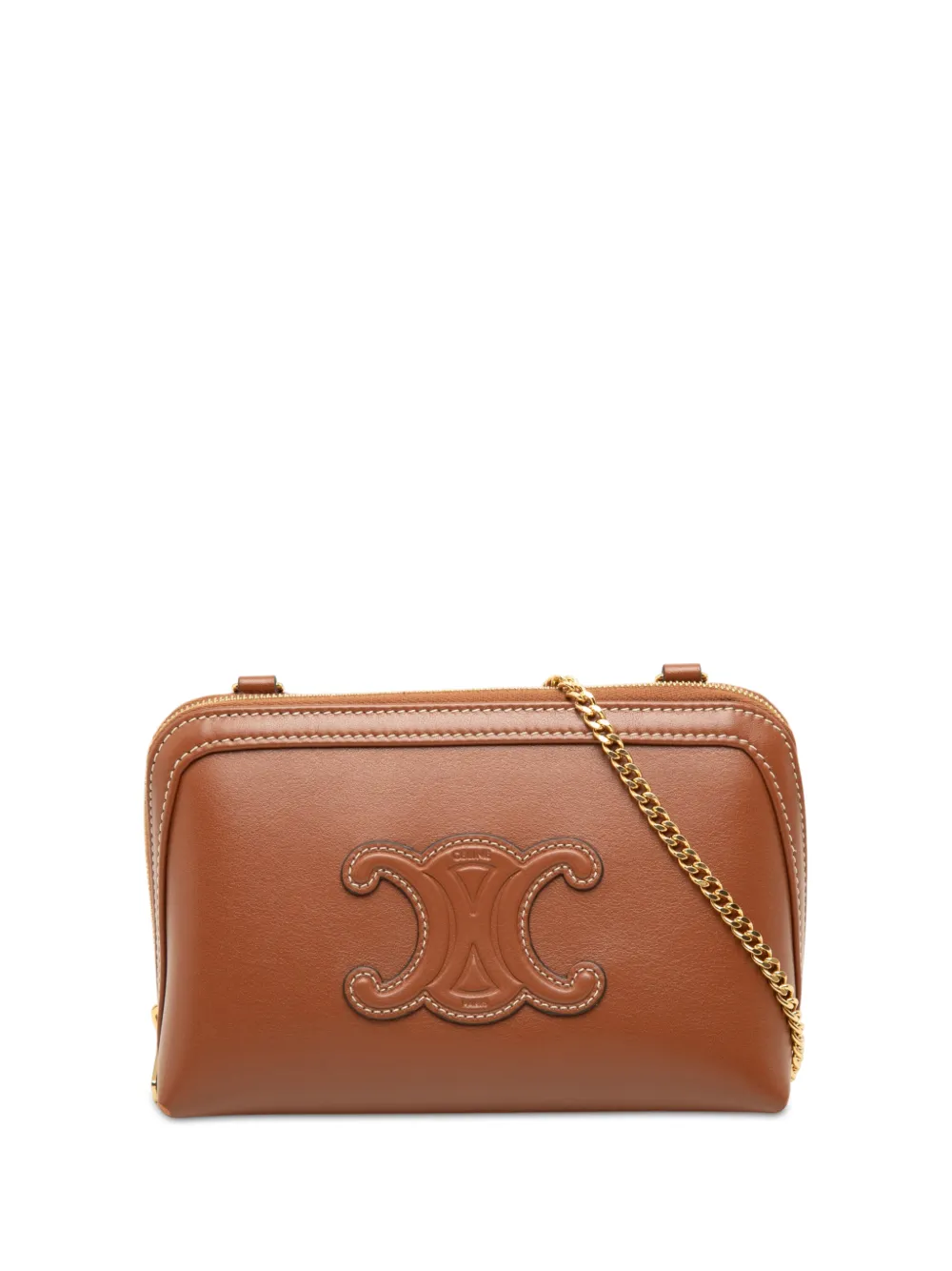Celine Pre-Owned 2025 Smooth Calfskin Cuir Triomphe Clutch on Chain crossbody bag - Braun