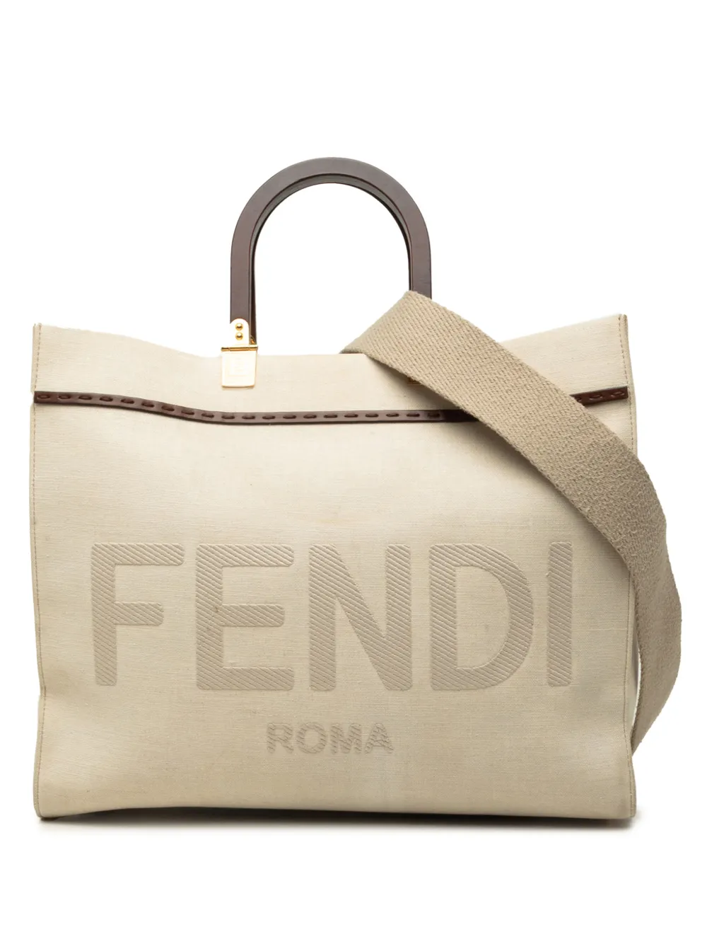 Fendi Pre-Owned 2010-2026 Medium Canvas Sunshine Shopper Tote satchel - Braun