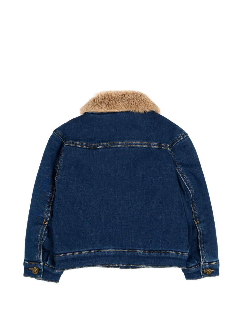 Roberto Cavalli Junior shearling effect collar denim jacket Blauw