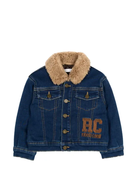 Roberto Cavalli Junior shearling effect collar denim jacket