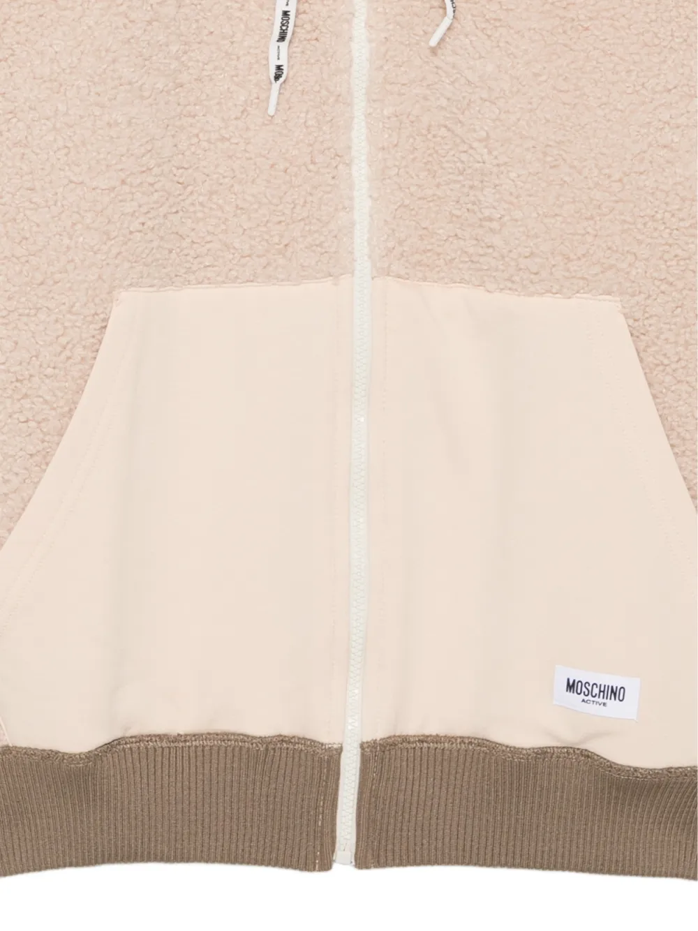 Moschino fleece-texture logo-patch hoodie Beige