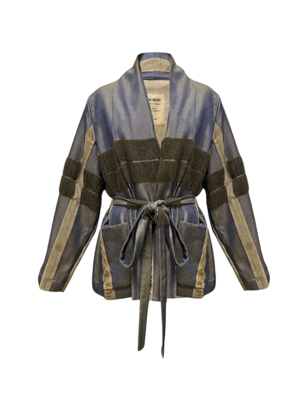 Uma Wang belted panelled jacket Blauw
