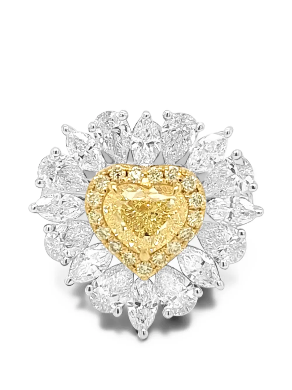 HYT Jewelry yellow diamond heart ring - Argento