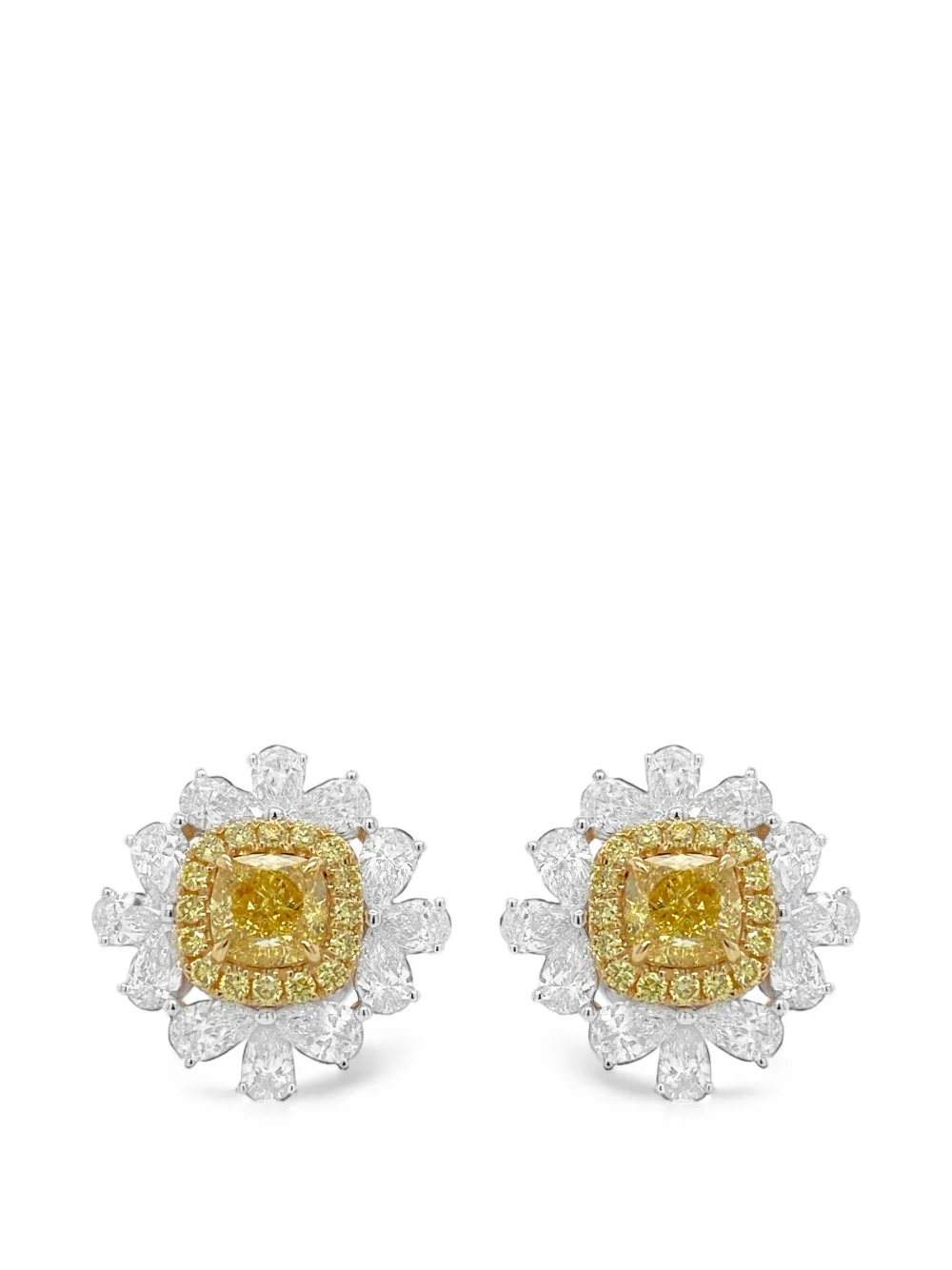 HYT Jewelry yellow diamond floral earrings - Argento