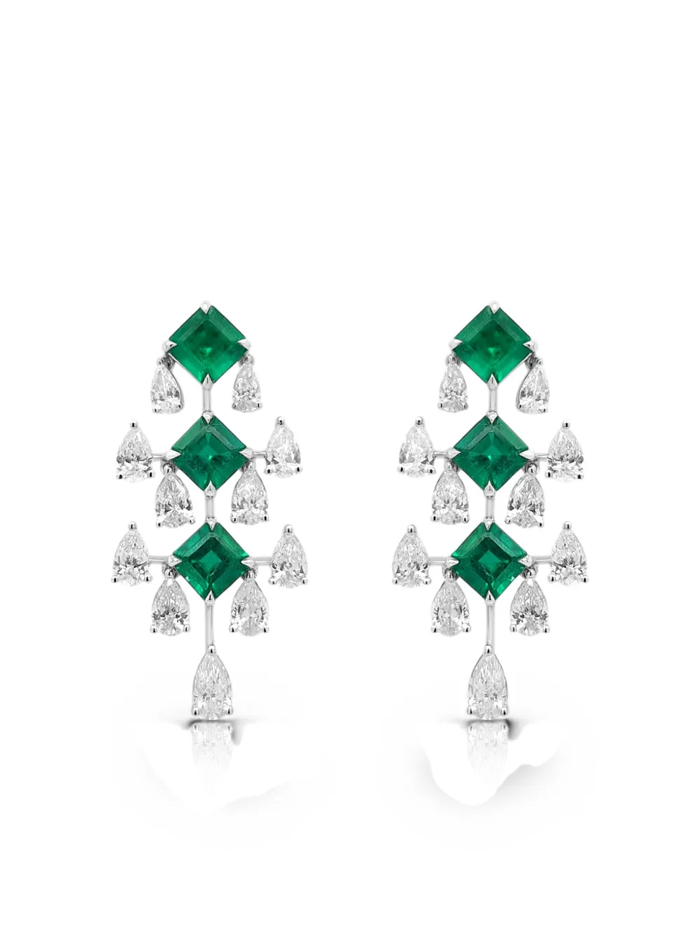 HYT Jewelry emerald and diamond dangle earrings - Argento