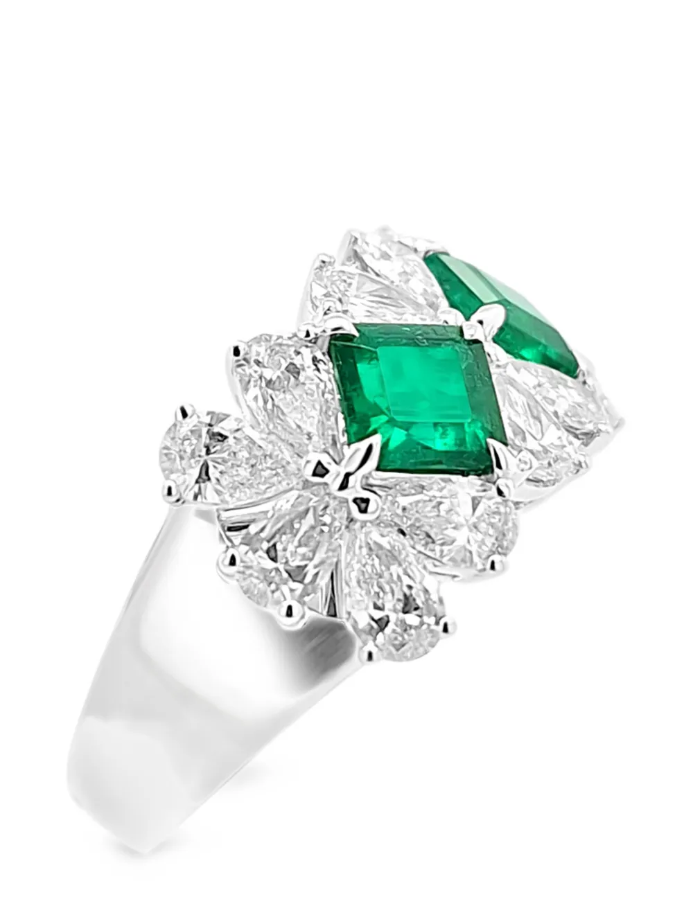 HYT Jewelry emerald and diamond band ring - Argento