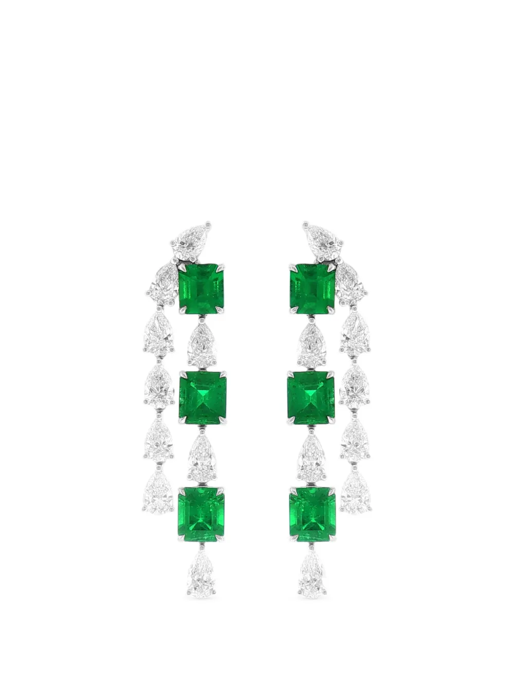 HYT Jewelry emerald and diamond dangle earrings - Argento