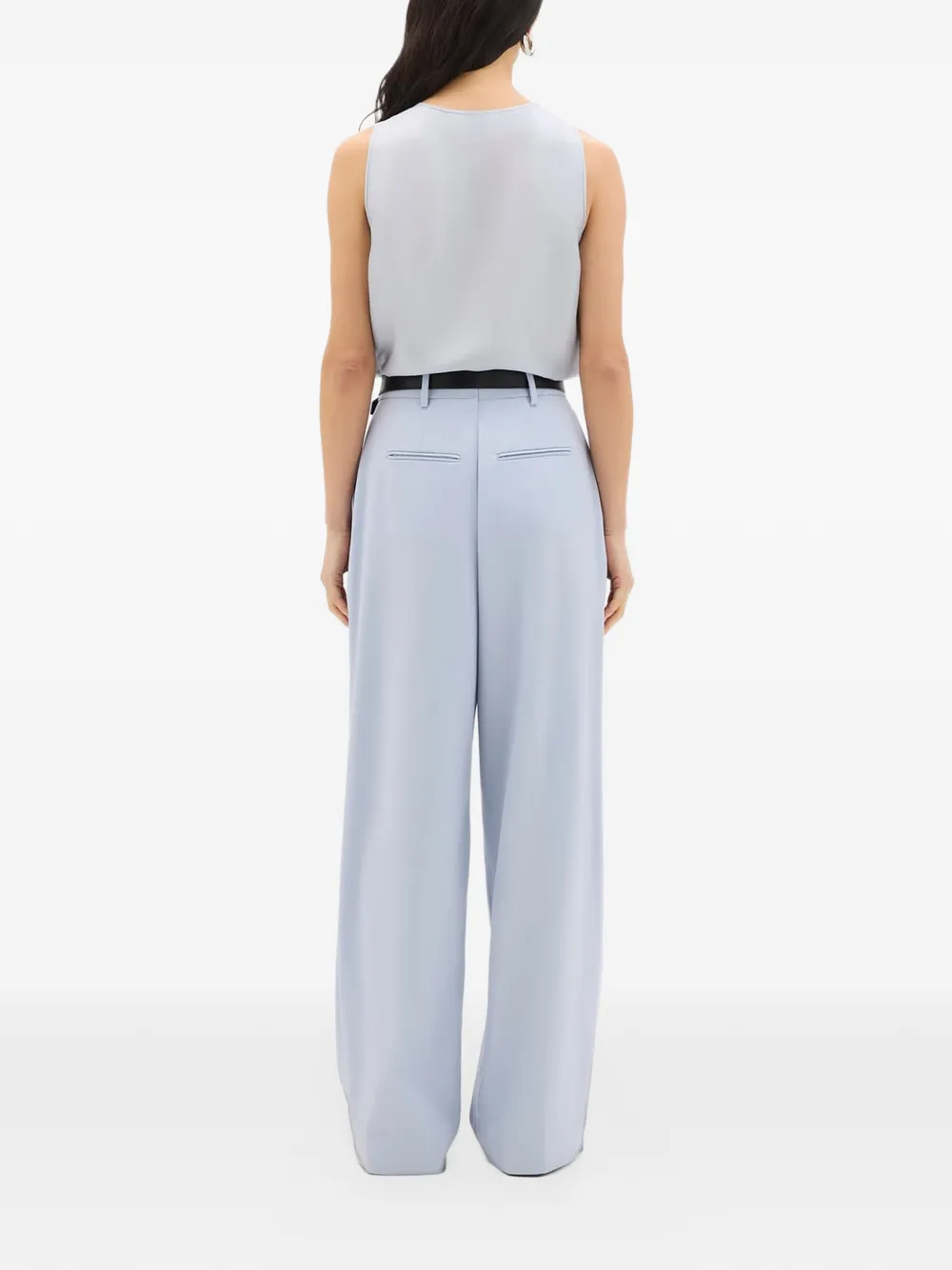 Another Tomorrow pleated tailored trousers Blauw