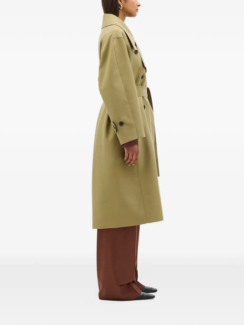 Another Tomorrow double-breasted trench coat Groen