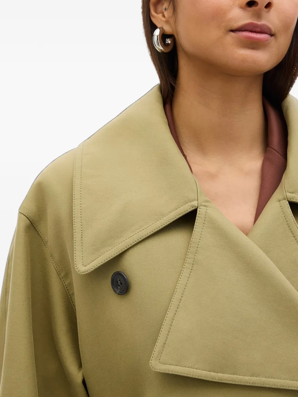 Another Tomorrow double-breasted trench coat Groen
