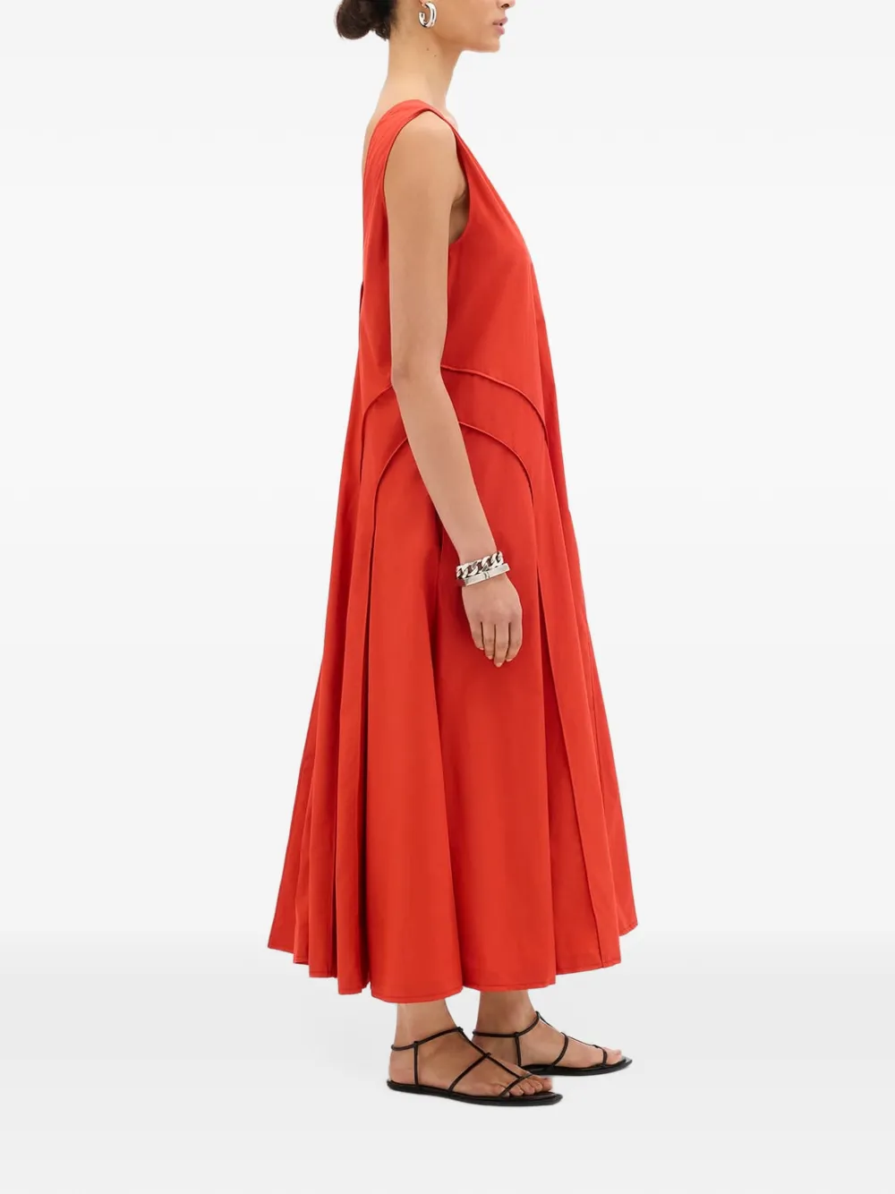 Another Tomorrow pleated maxi dress Rood