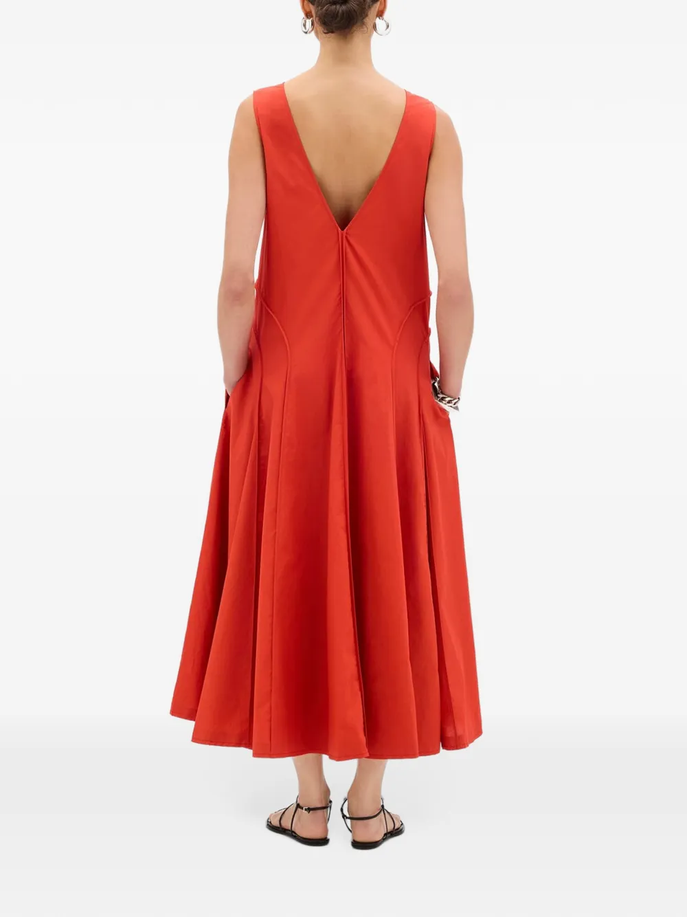 Another Tomorrow pleated maxi dress Rood