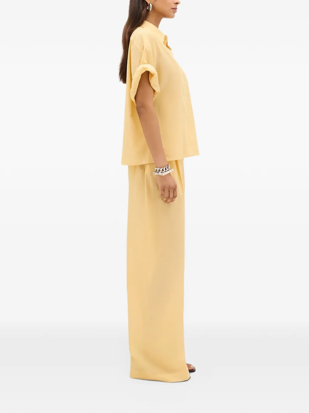 Another Tomorrow short-sleeve voile shirt Oranje