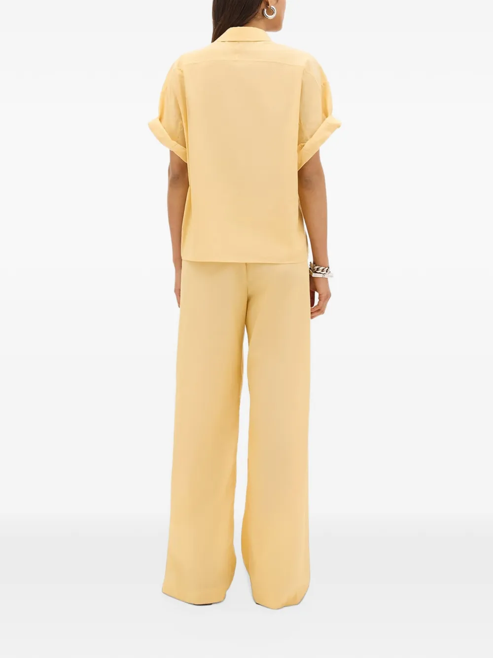 Another Tomorrow short-sleeve voile shirt Oranje