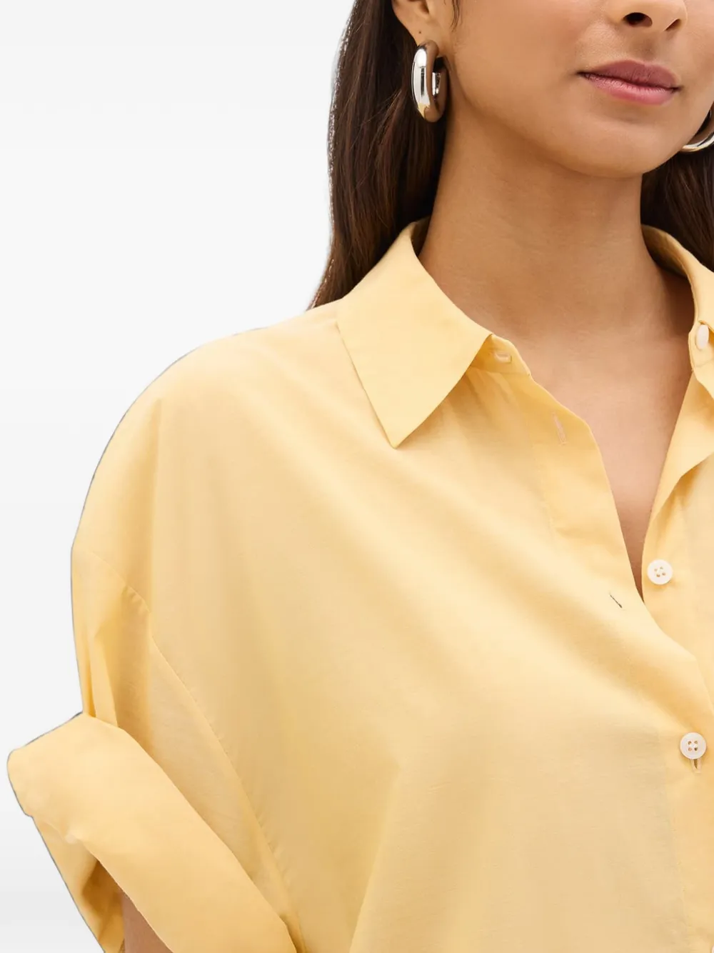 Another Tomorrow short-sleeve voile shirt Oranje