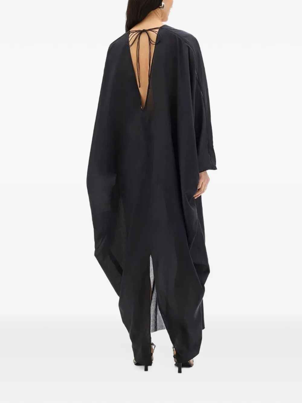 Another Tomorrow Voile dolman-sleeve maxi dress Zwart