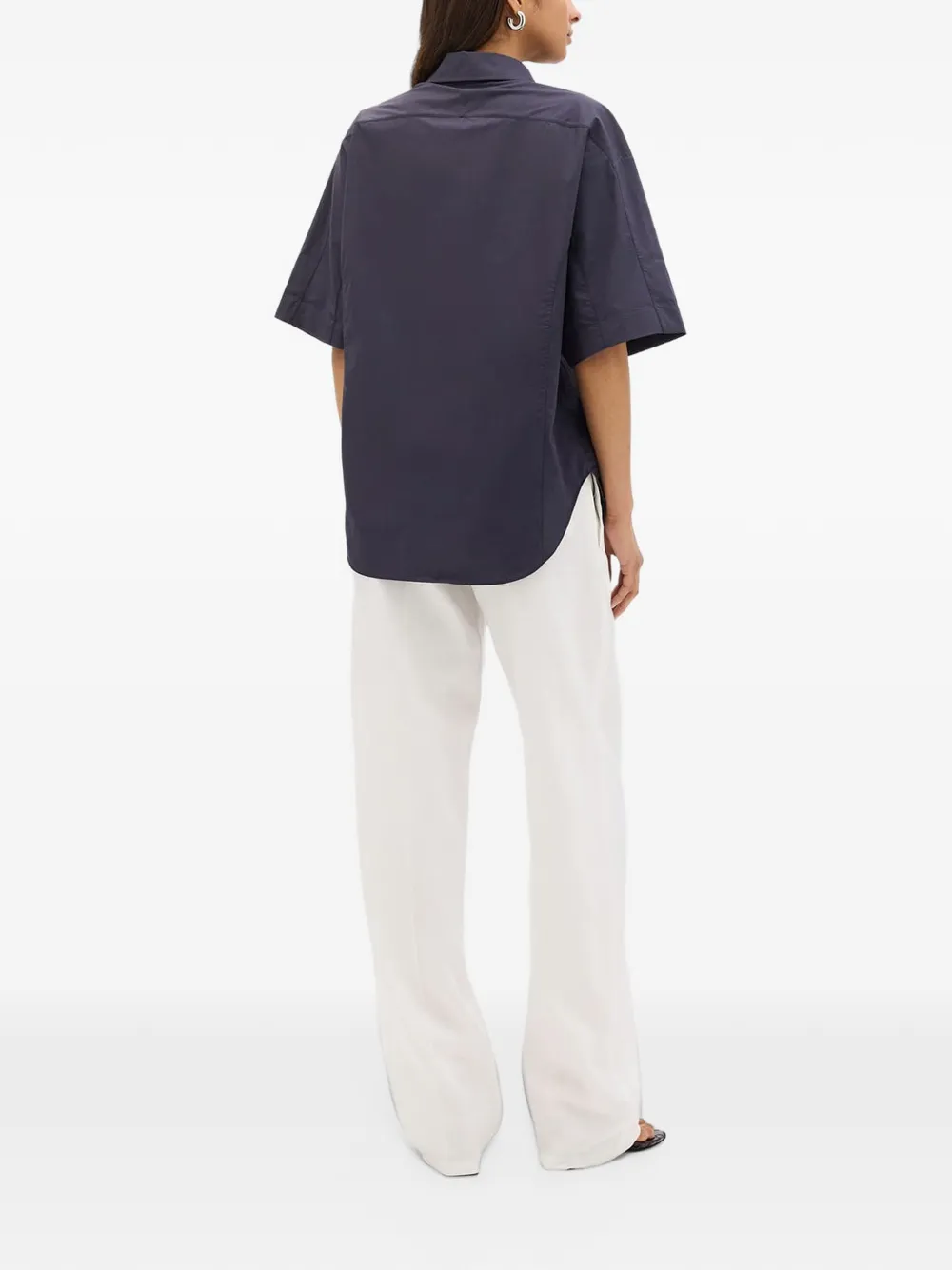 Another Tomorrow short-sleeve poplin shirt Blauw