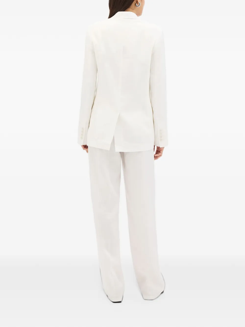 Another Tomorrow single-breasted linen blazer Wit