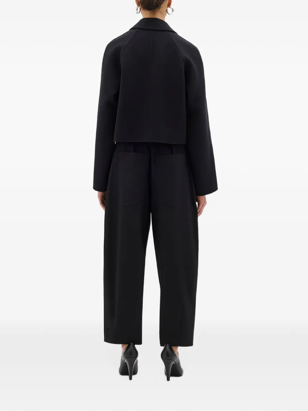 Another Tomorrow Double Face cropped jacket Zwart