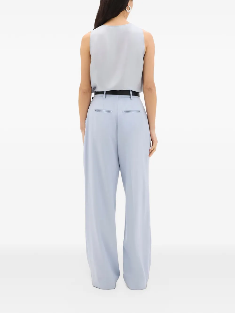 Another Tomorrow cocoon silk top Blauw
