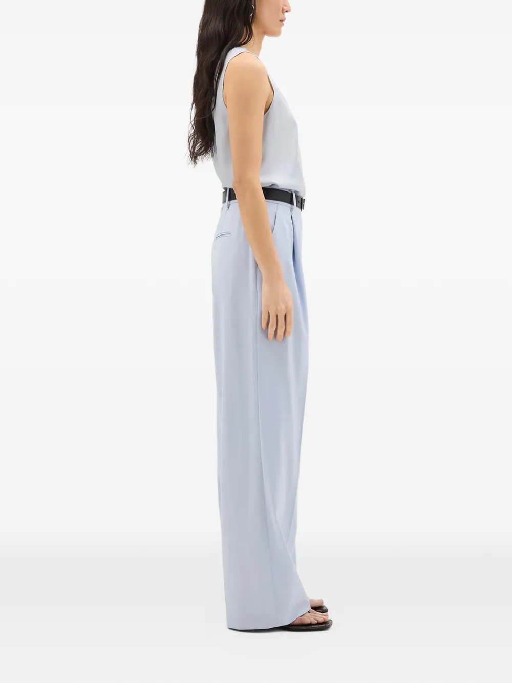 Another Tomorrow cocoon silk top Blauw