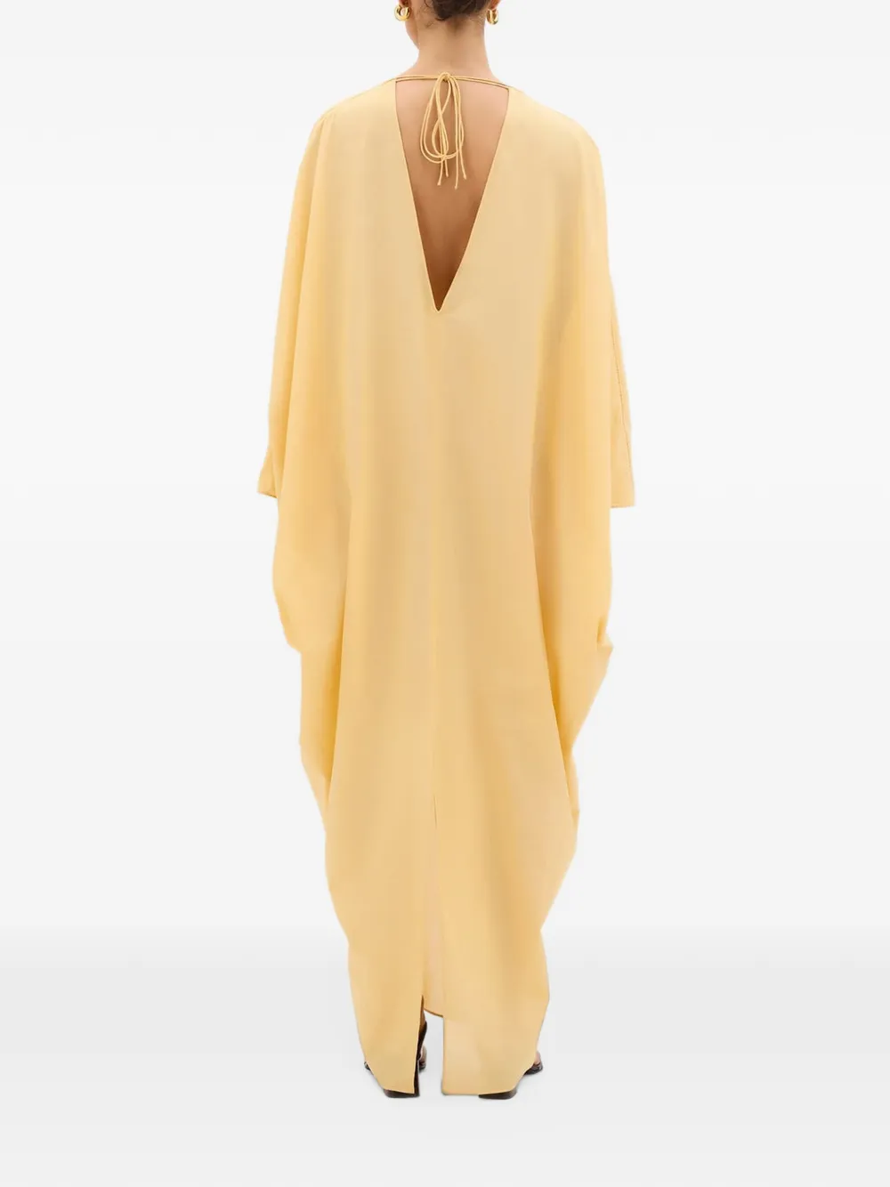 Another Tomorrow Voile oversized dolman-sleeve caftan maxi dress Geel
