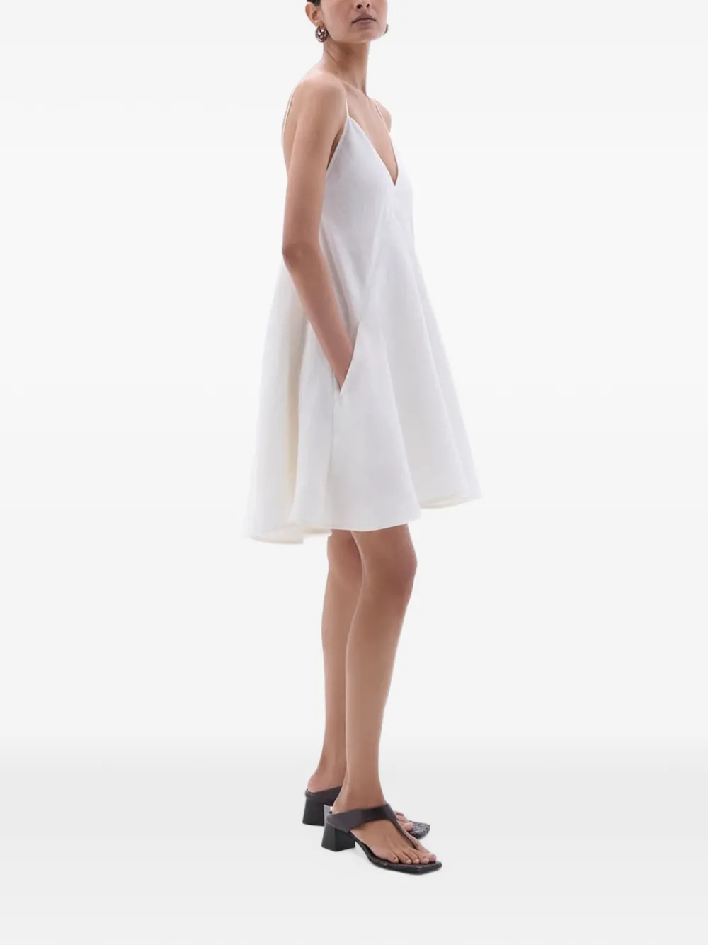 Another Tomorrow Sun flared A-line mini dress Wit