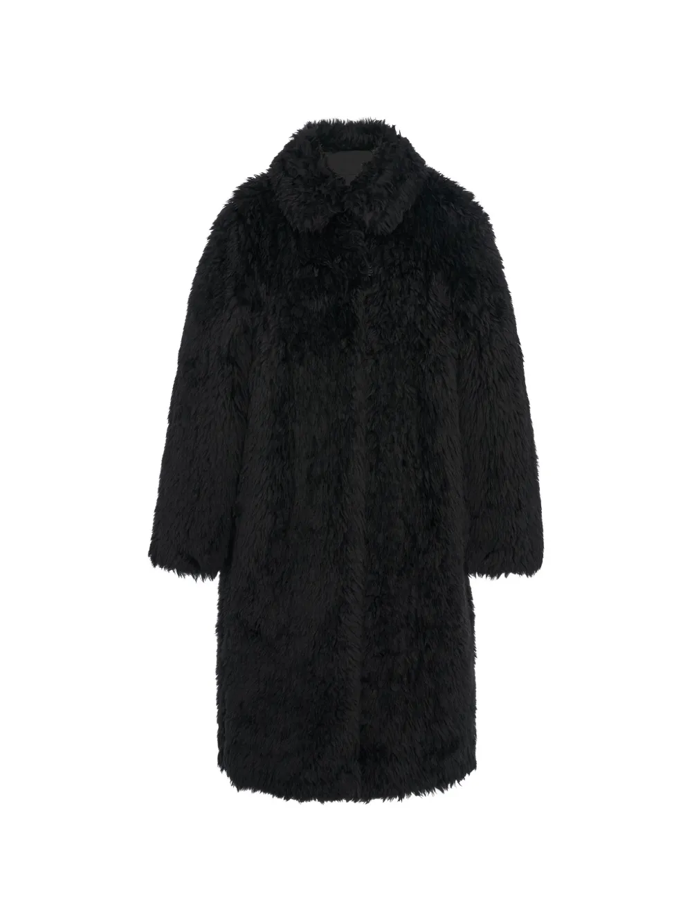 Another Tomorrow faux-fur Balmacaan coat - Nero