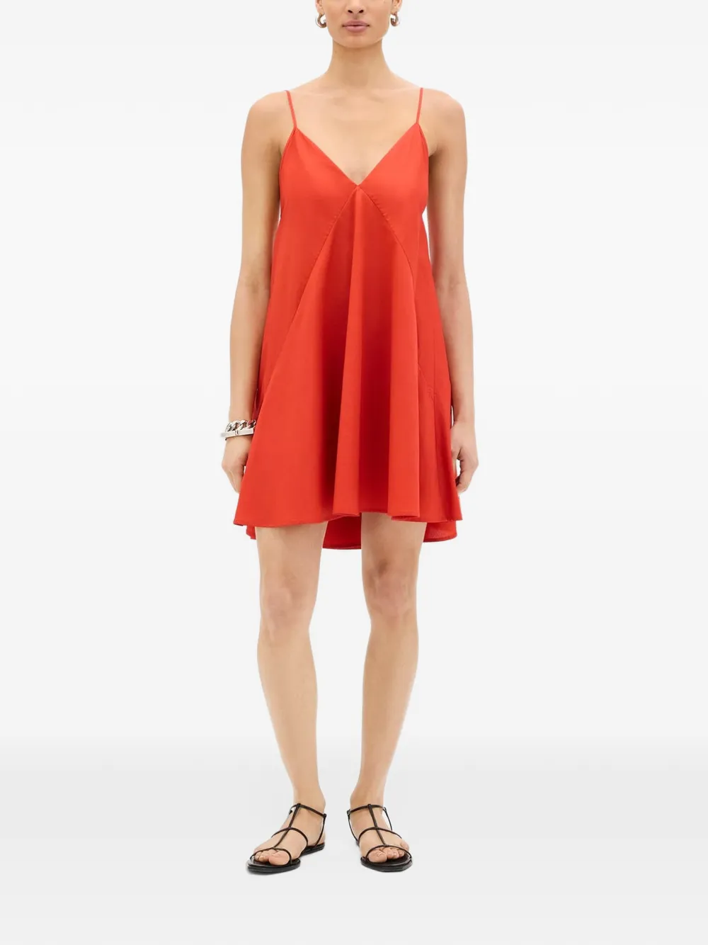 Another Tomorrow Sun spaghetti-strap A-line mini dress Rood