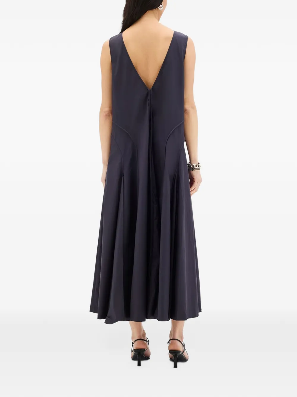 Another Tomorrow pleated maxi dress Blauw