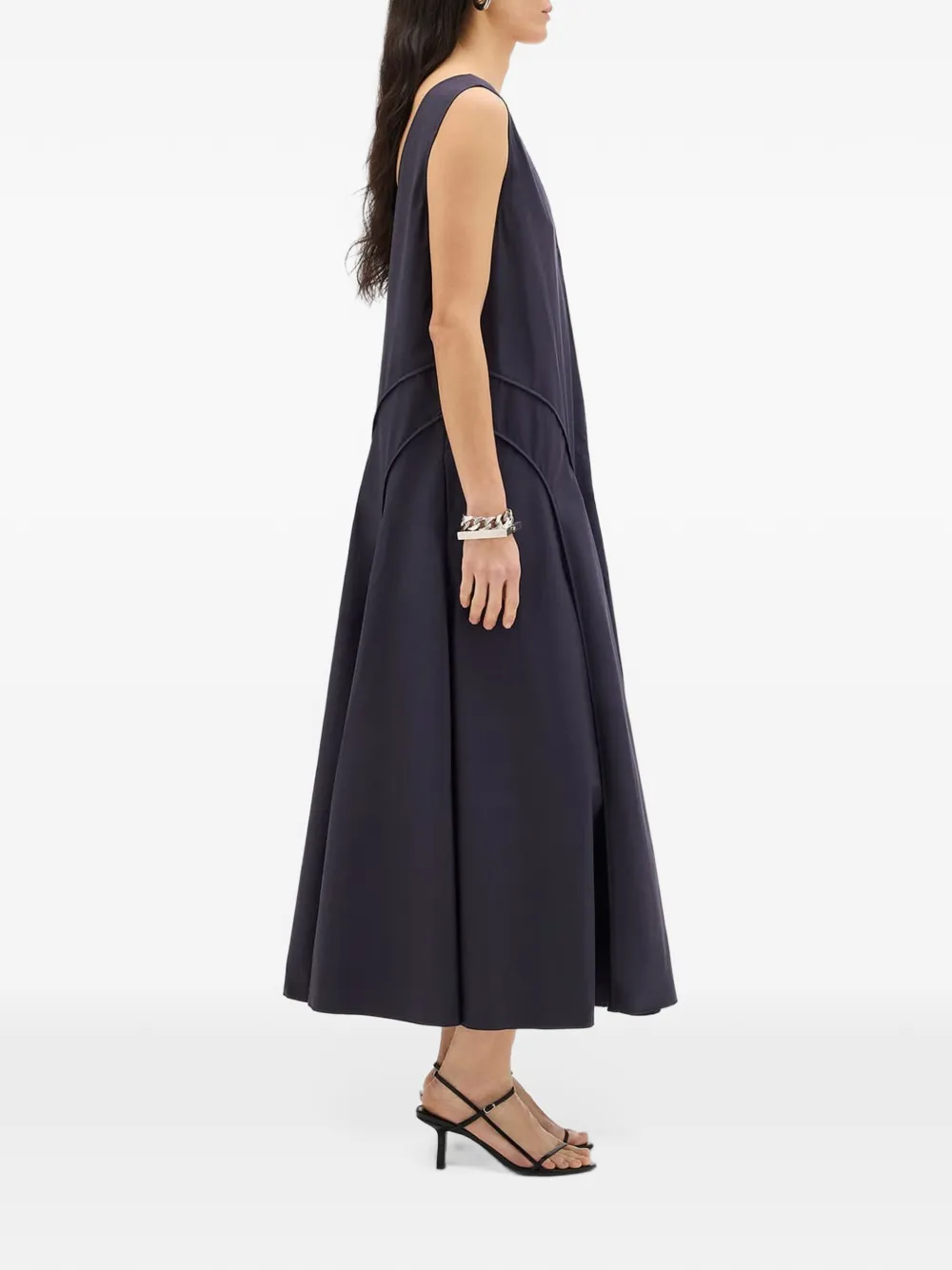 Another Tomorrow pleated maxi dress Blauw