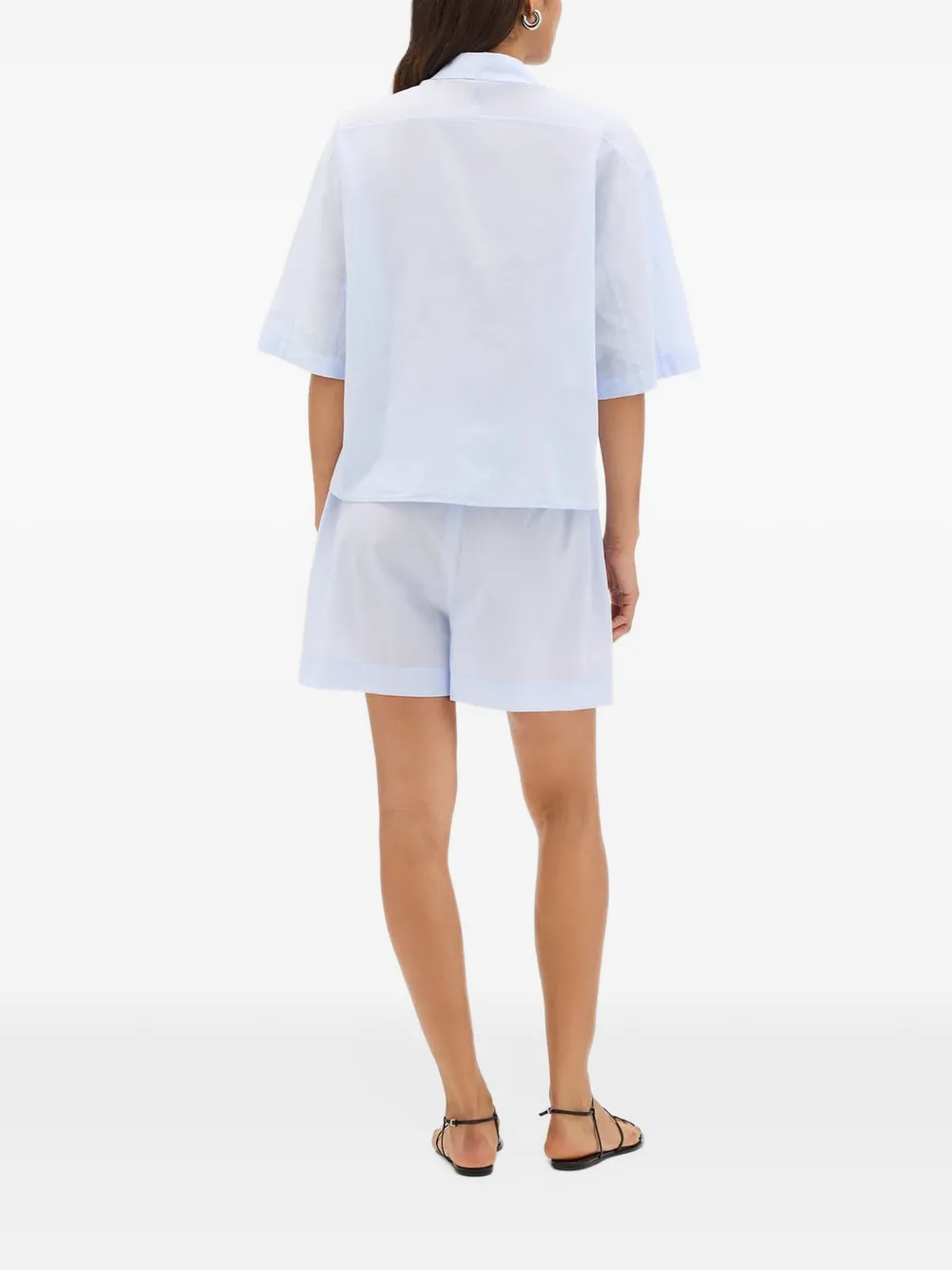 Another Tomorrow short-sleeve voile shirt Blauw