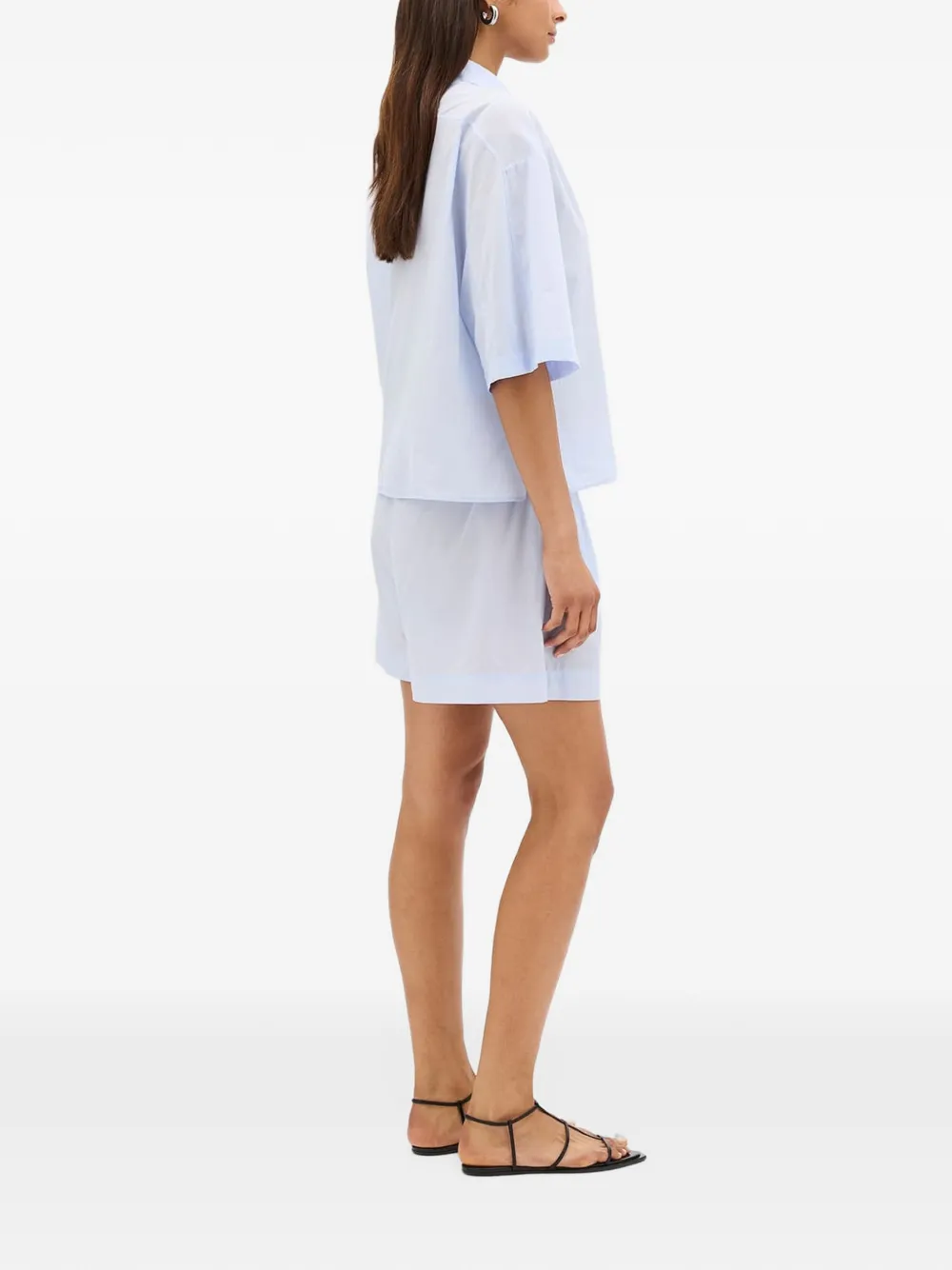 Another Tomorrow short-sleeve voile shirt Blauw