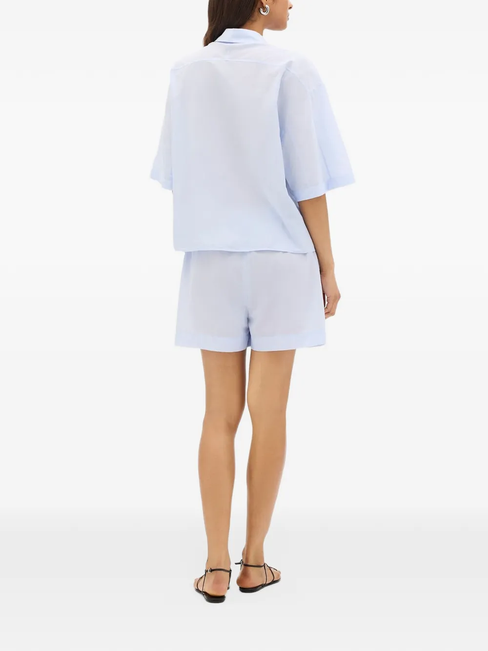 Another Tomorrow short-sleeve voile shirt Blauw