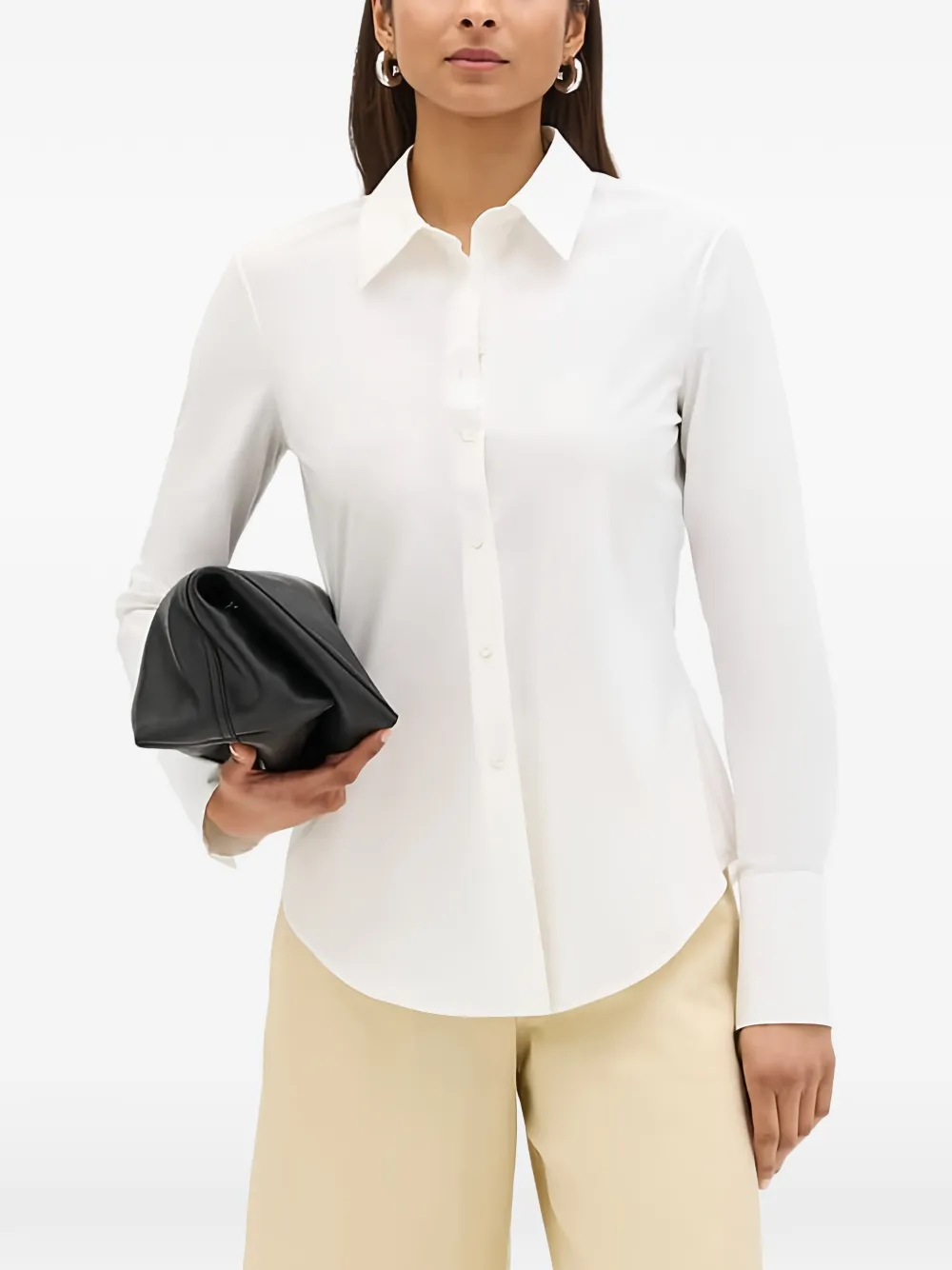 Another Tomorrow poplin bias-cut shirt Wit