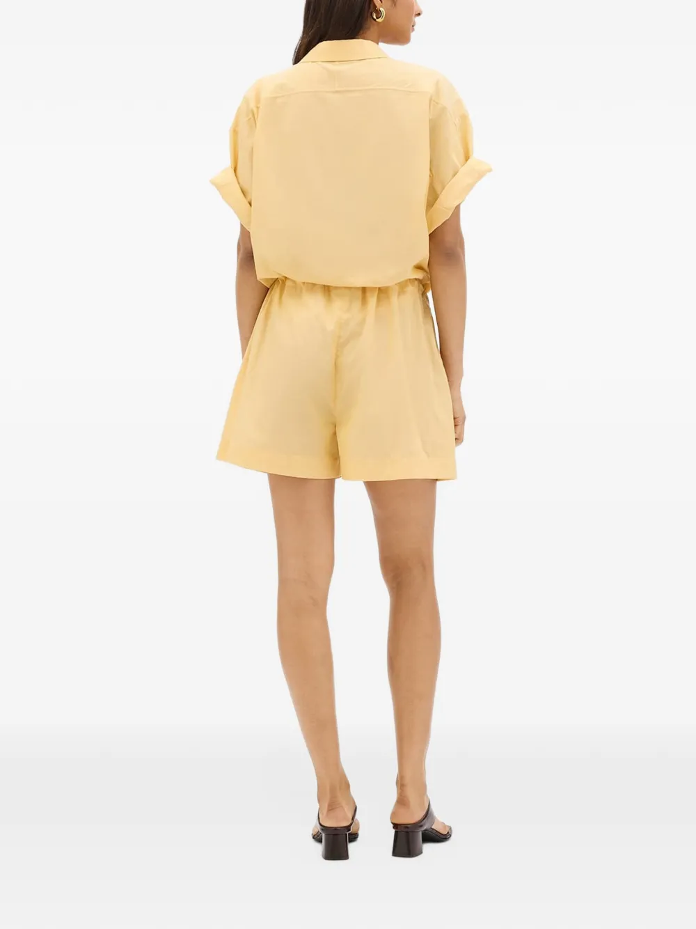 Another Tomorrow pleated cotton shorts Geel