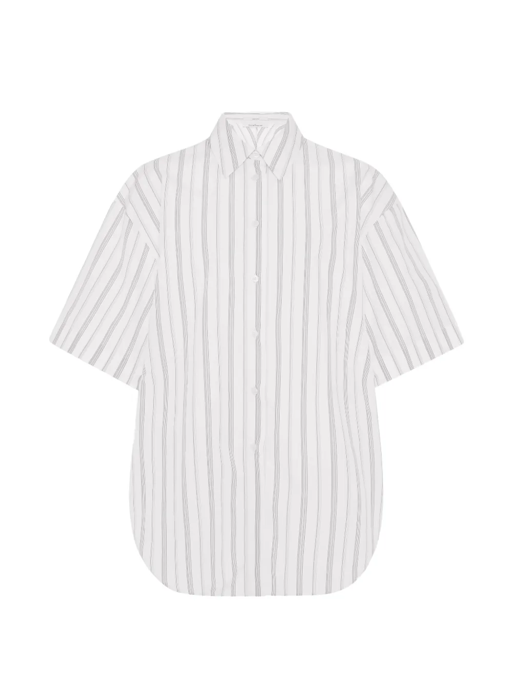 Another Tomorrow striped short-sleeve shirt - Weiß