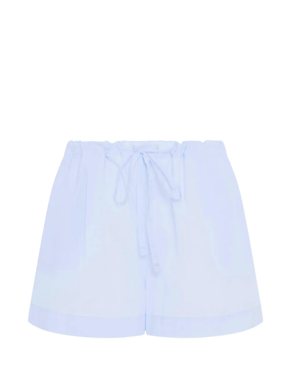Another Tomorrow pleated drawcord cotton shorts Blauw