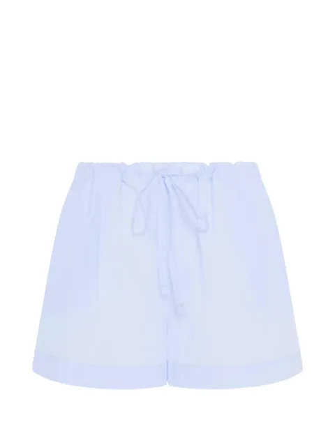 Another Tomorrow pleated drawcord cotton shorts