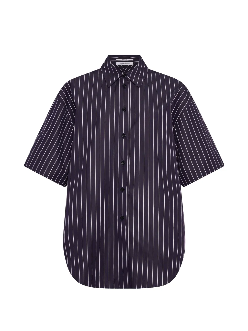 Another Tomorrow striped short-sleeve shirt - Blau