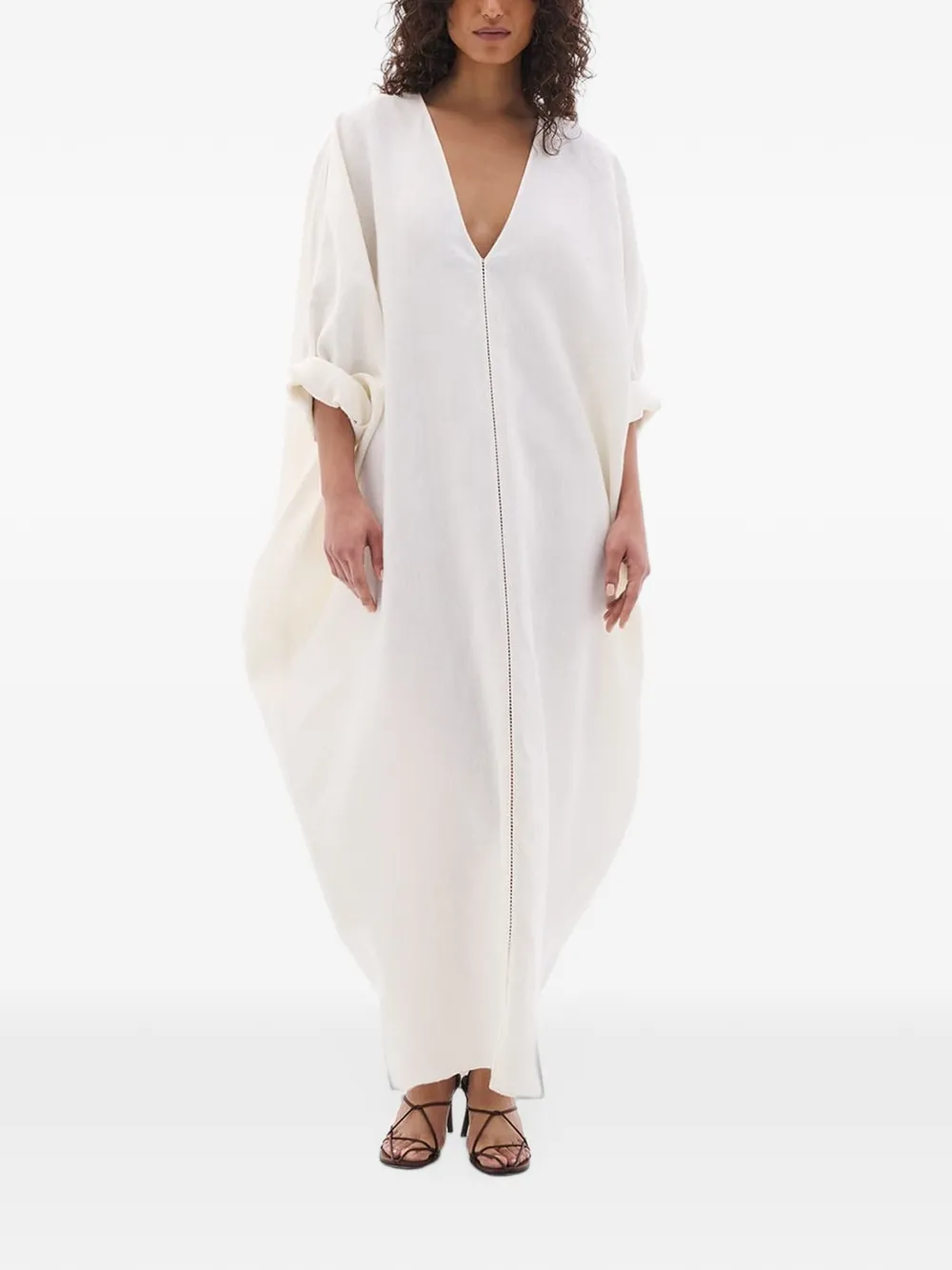 Another Tomorrow dolman-sleeve V-neck maxi dress Wit