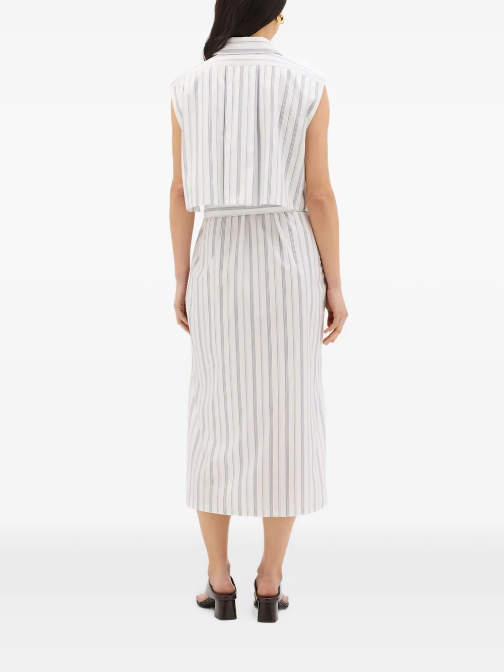 Another Tomorrow striped sleeveless midi dress Wit