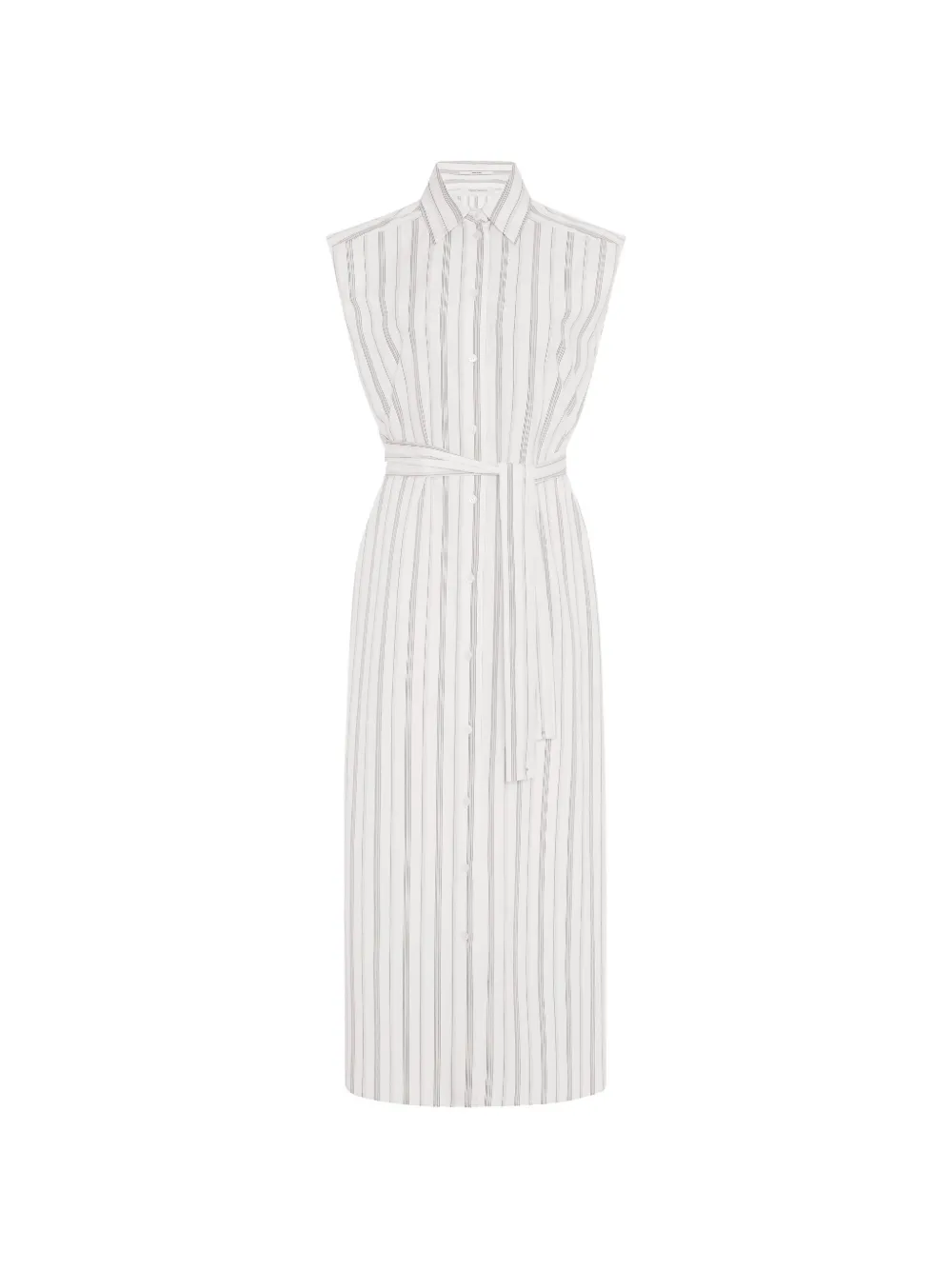 Another Tomorrow striped sleeveless midi dress Wit