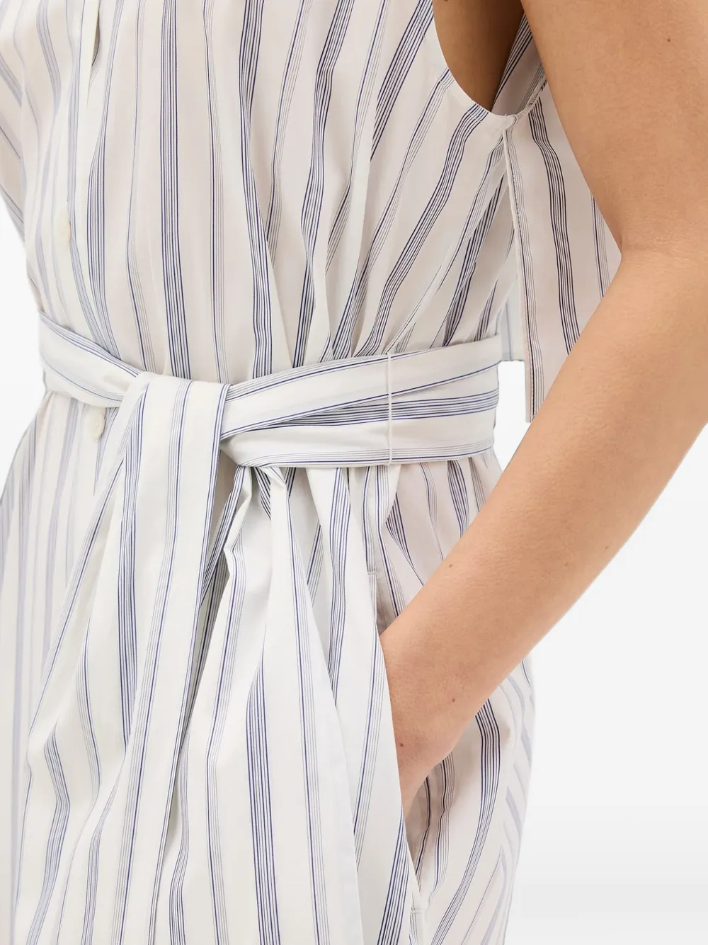 Another Tomorrow striped sleeveless midi dress Wit