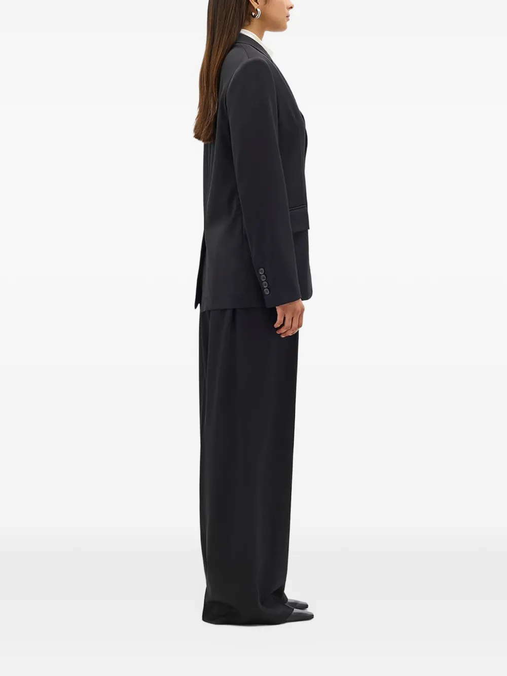 Another Tomorrow relaxed-fit single-breasted blazer Zwart